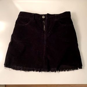 Black Corduroy Mini Skirt